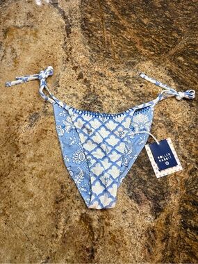 Roller Rabbit Blue and White Reversible Tie-Side Bikini Bottom